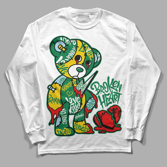 Jordan 5 “Lucky Green” DopeSkill Long Sleeve T-Shirt Broken Heart Streetwear - White