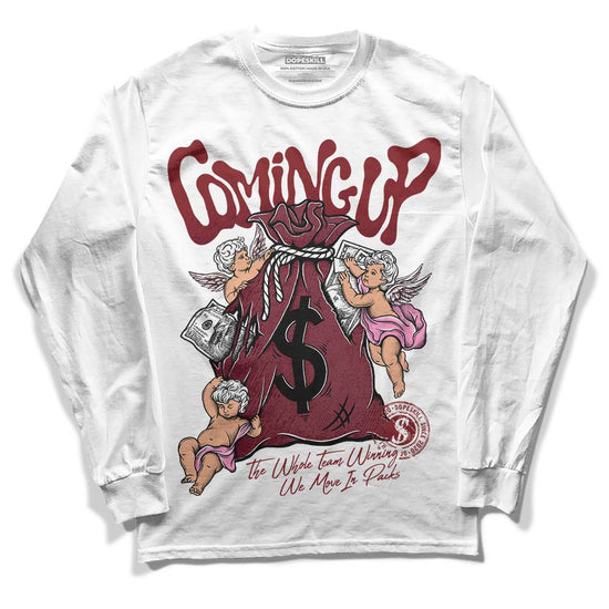 Jordan 1 Retro High OG “Team Red” DopeSkill Long Sleeve T-Shirt Money Bag Coming Up Graphic Streetwear - White