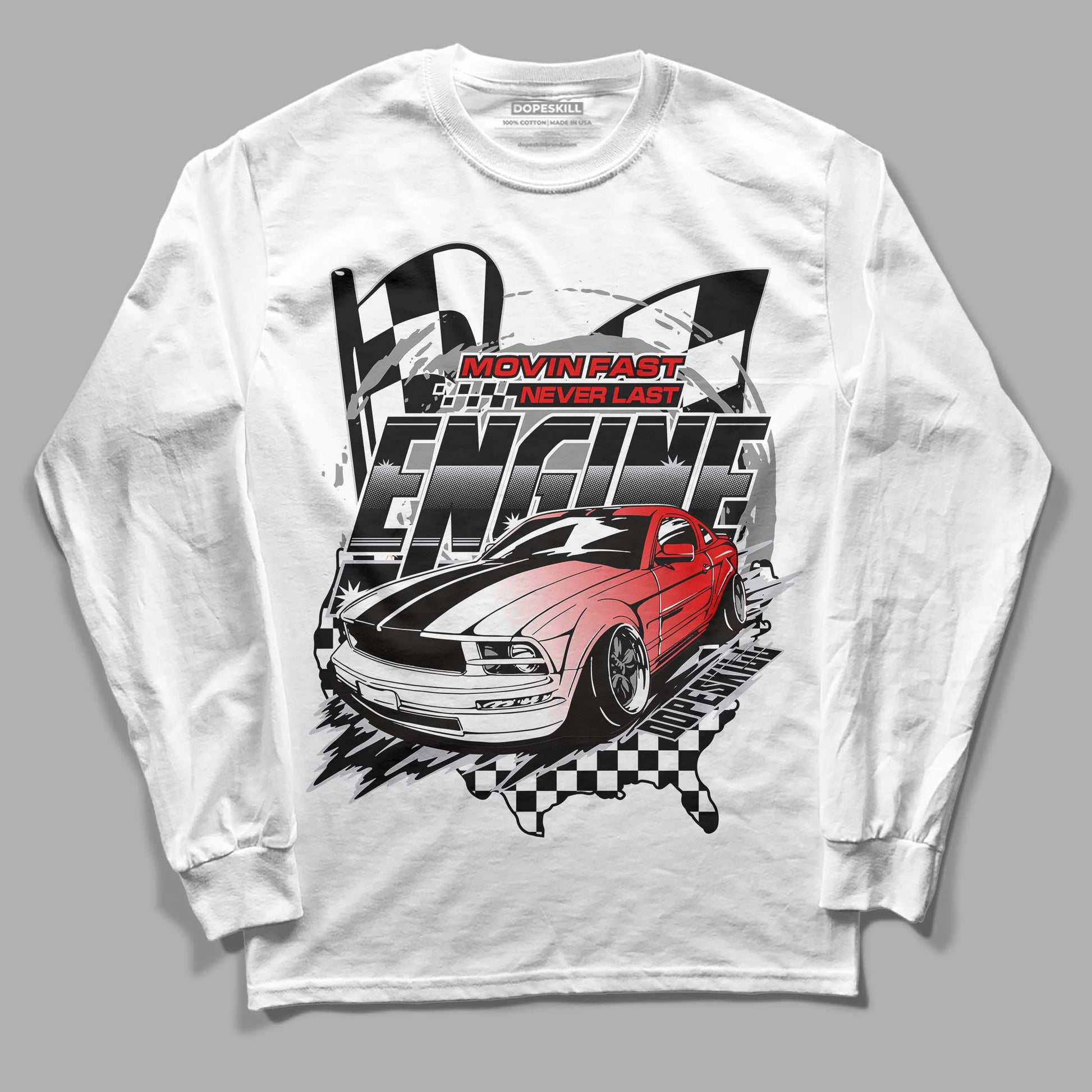 Jordan 2 Retro "Black Cement" DopeSkill Long Sleeve T-Shirt ENGINE Tshirt Graphic Streetwear - White