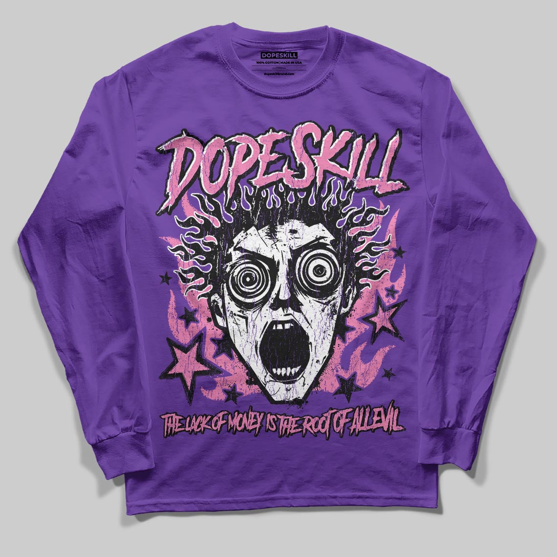 PURPLE Sneakers DopeSkill Long Sleeve T-Shirt Root of Evil Graphic Streetwear - Purple