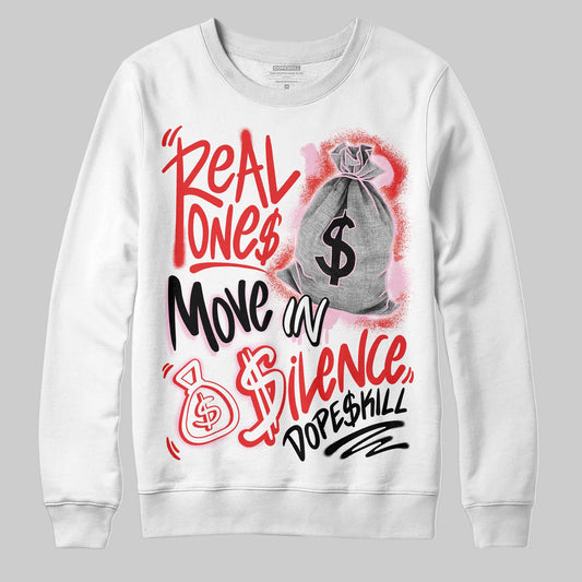 Awake NY x Air Jordan 5 Arctic Pink DopeSkill Sweatshirt Real Ones Move In Silence Graphic Streetwear - White