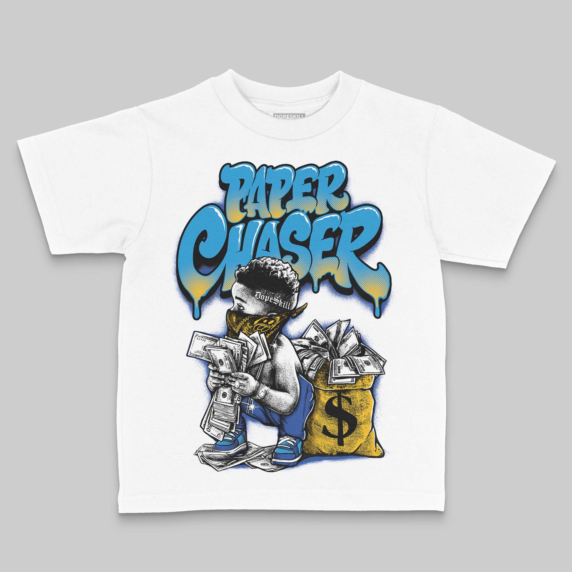 Royal Blue Sneakers DopeSkill Toddler Kids T-shirt Paper Chaser Boy Graphic Streetwear - White