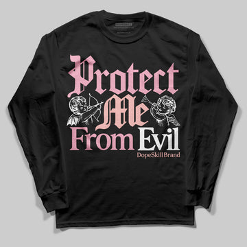 AMIRI White & Pink Stars Court Sneakers DopeSkill Long Sleeve T-Shirt Protect Me From Evil Graphic Streetwear - Black