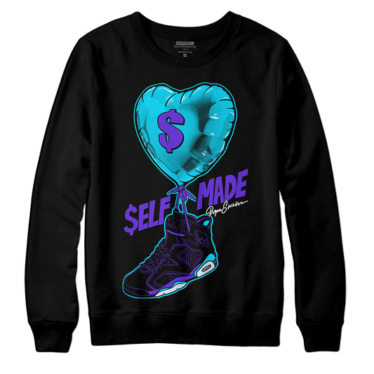 Jordan 6 "Aqua" DopeSkill Sweatshirt Self Made Graphic Streetwear - Black