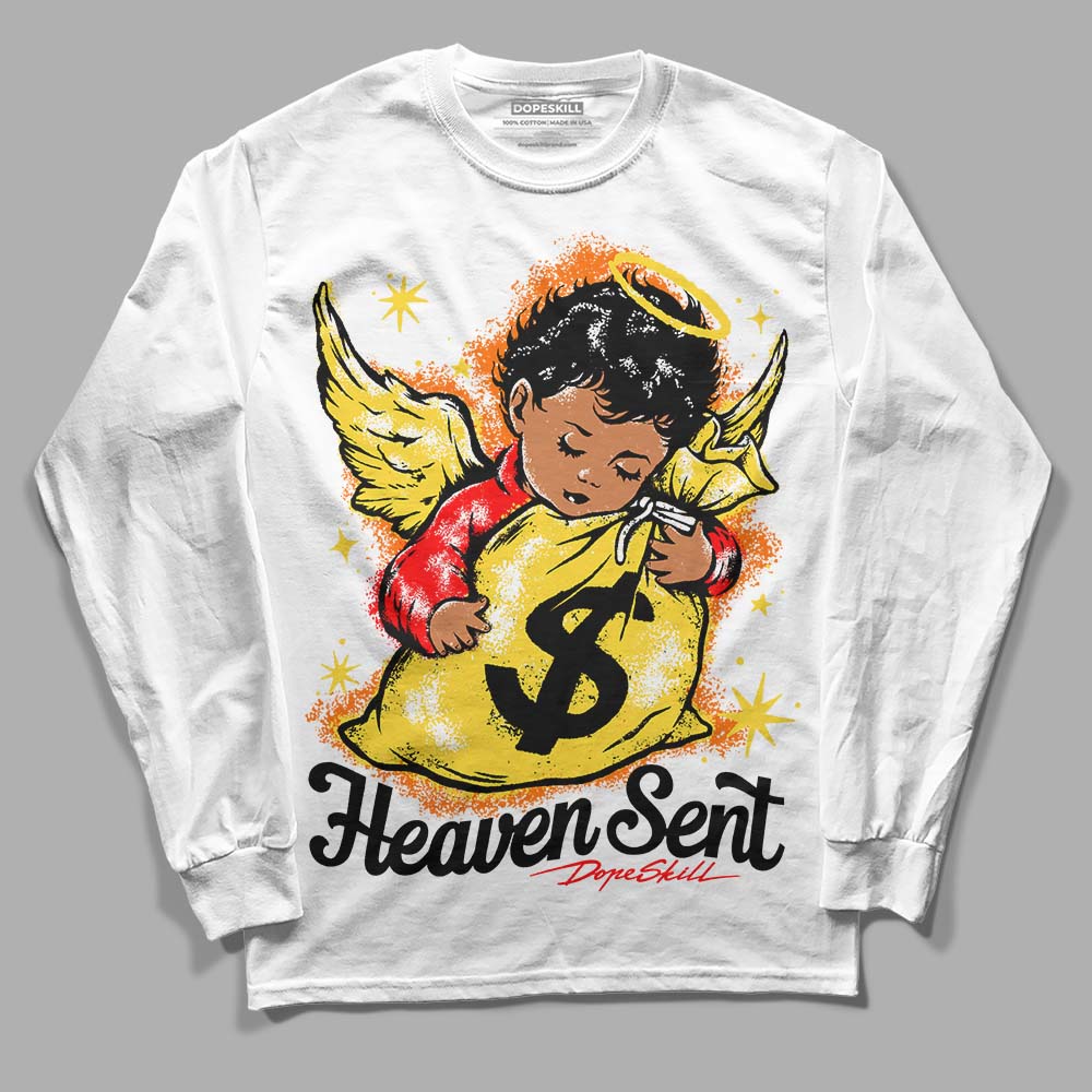 Jordan 4 Thunder DopeSkill Long Sleeve T-Shirt Heaven Sent Graphic Streetwear - White