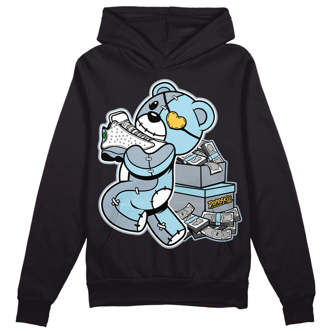 Jordan 13 “Blue Grey” DopeSkill Hoodie Sweatshirt Bear Steals Sneaker Graphic Streetwear - Black