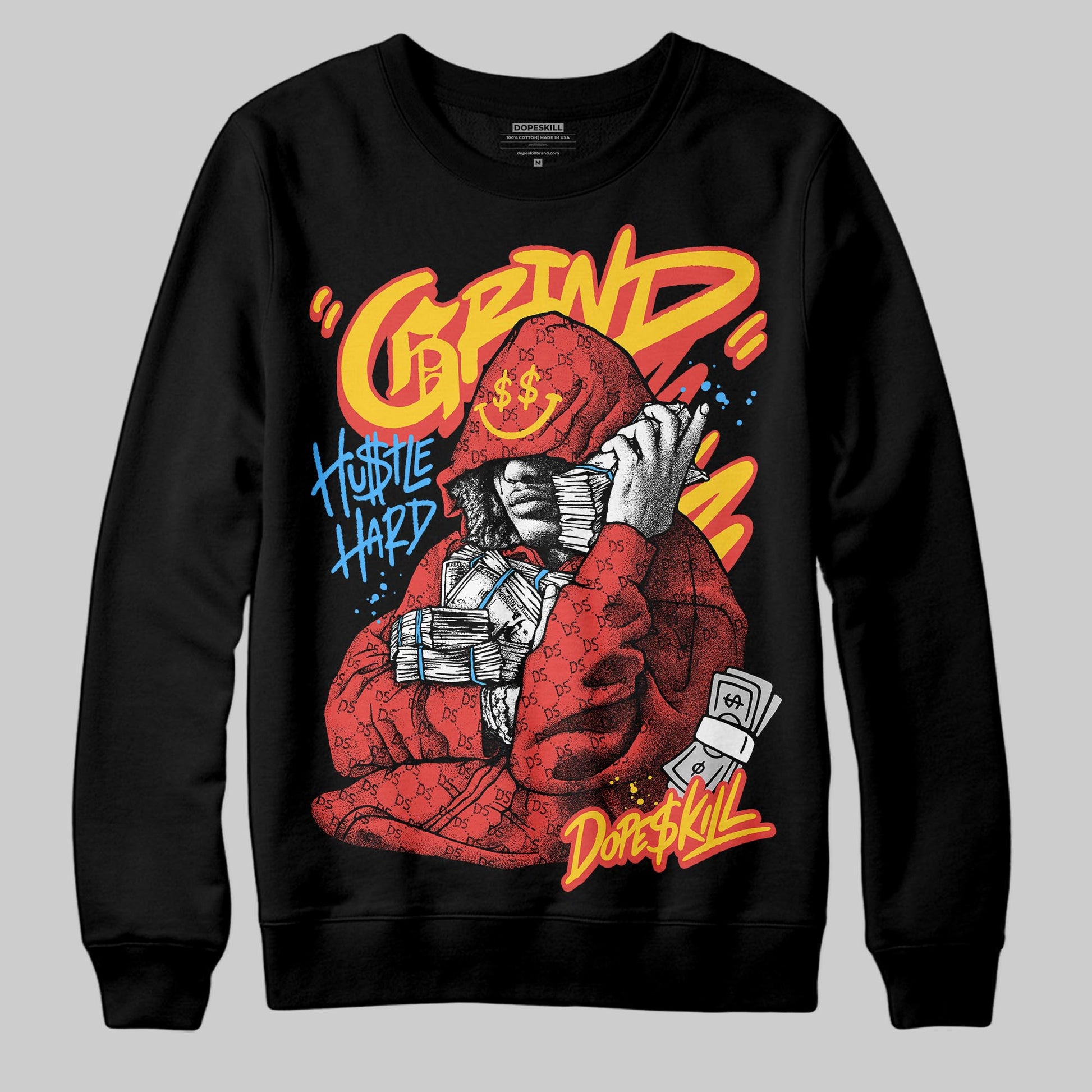 Red Sneakers DopeSkill Sweatshirt Grind Pray Graphic Streetwear - Black