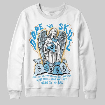 Jordan 4 Denim “Worn Blue” DopeSkill Sweatshirt Angels Graphic Streetwear - White 