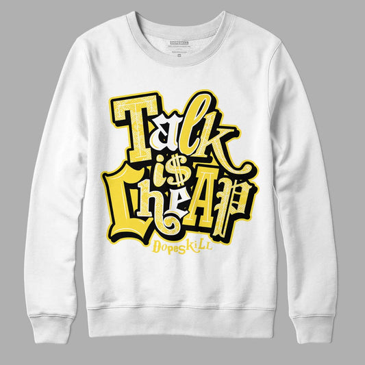 Jordan 11 Low 'Yellow Snakeskin' DopeSkill Sweatshirt Talk Is Chip Graphic Streetwear - White