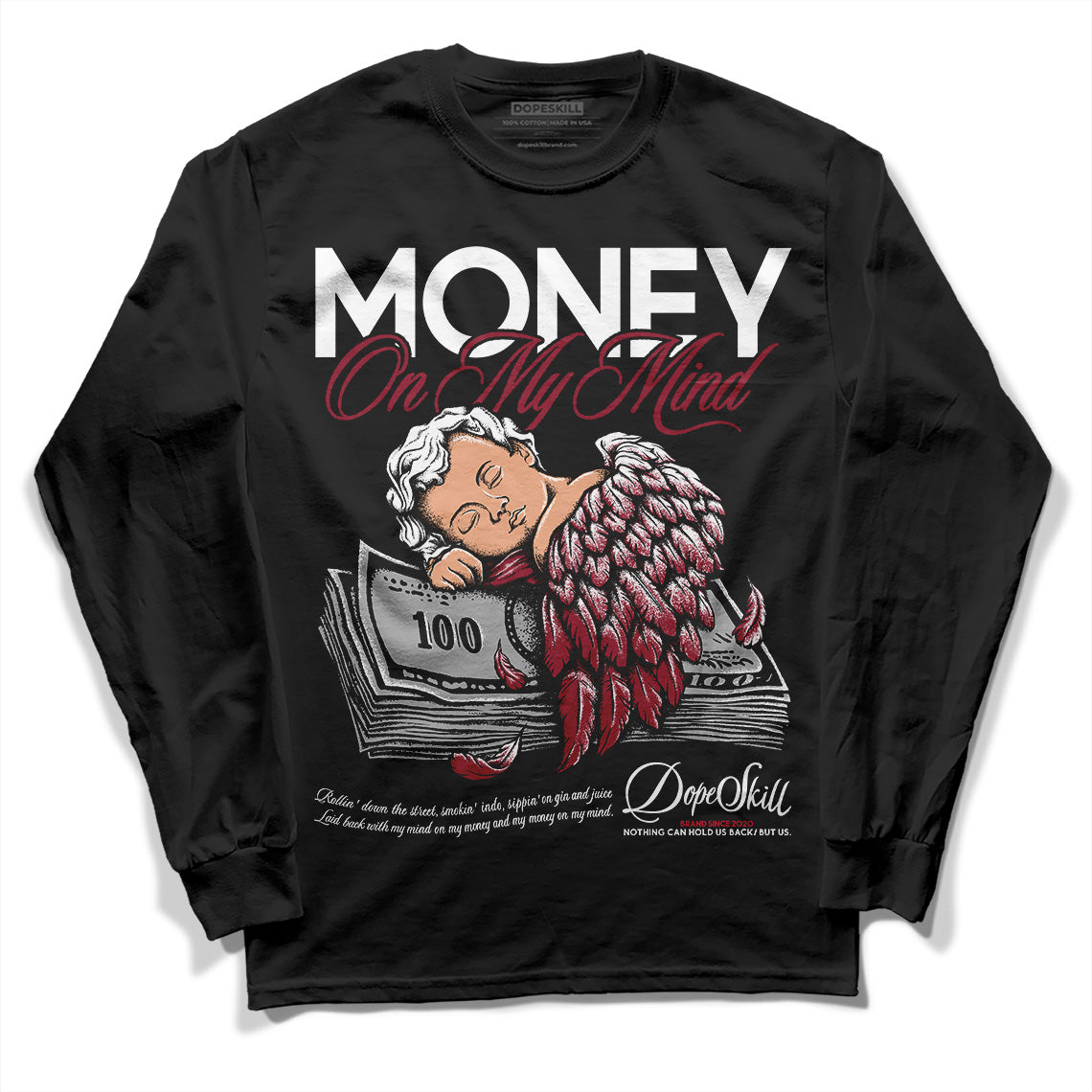 Jordan 1 Retro High '85 OG Metallic Burgundy DopeSkill Long Sleeve T-Shirt MOMM Graphic Streetwear - Black