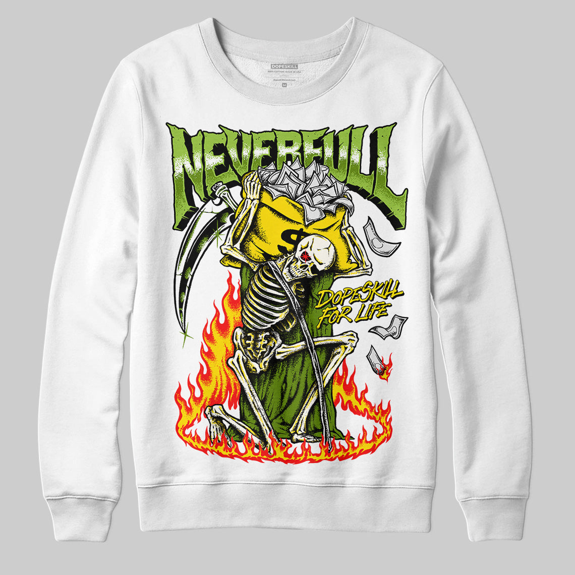 Dunk Low 'Chlorophyll' DopeSkill Sweatshirt NeverFull Graphic Streetwear - White