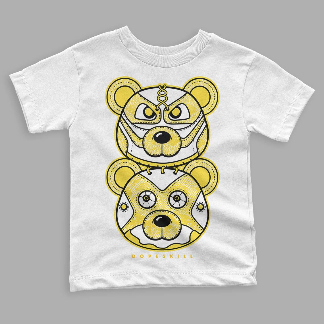 Jordan 11 Low 'Yellow Snakeskin' DopeSkill Toddler Kids T-shirt Leather Bear Graphic Streetwear - White