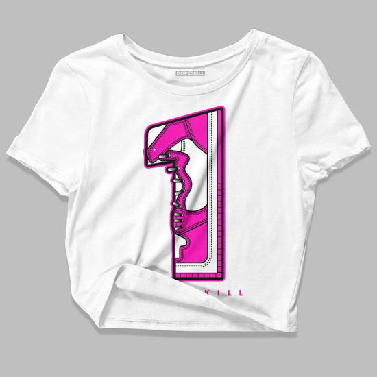 Dunk Low GS “Active Fuchsia” DopeSkill Women's Crop Top No.1 Graphic Streetwear - White