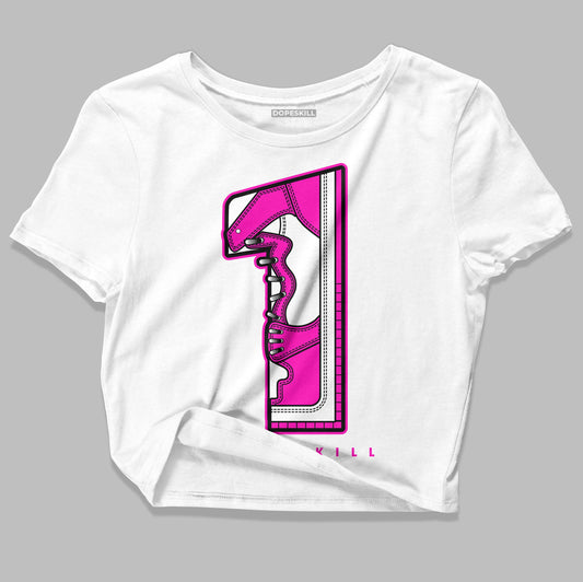 Dunk Low GS “Active Fuchsia” DopeSkill Women's Crop Top No.1 Graphic Streetwear - White