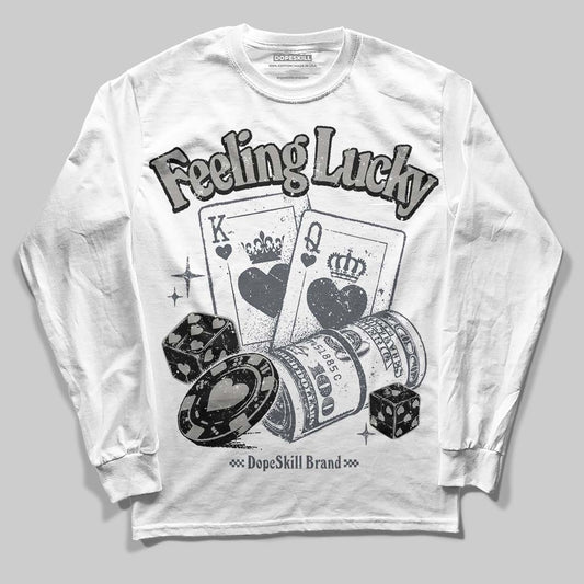 Jordan 11 Cool Grey DopeSkill Long Sleeve T-Shirt Feeling Lucky Graphic Streetwear - White