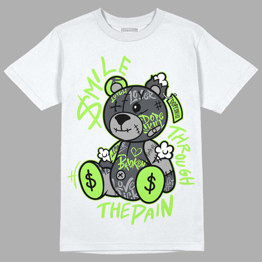 Jordan 5 Green Bean DopeSkill T-Shirt Smile Through The Pain Graphic Streetwear - White