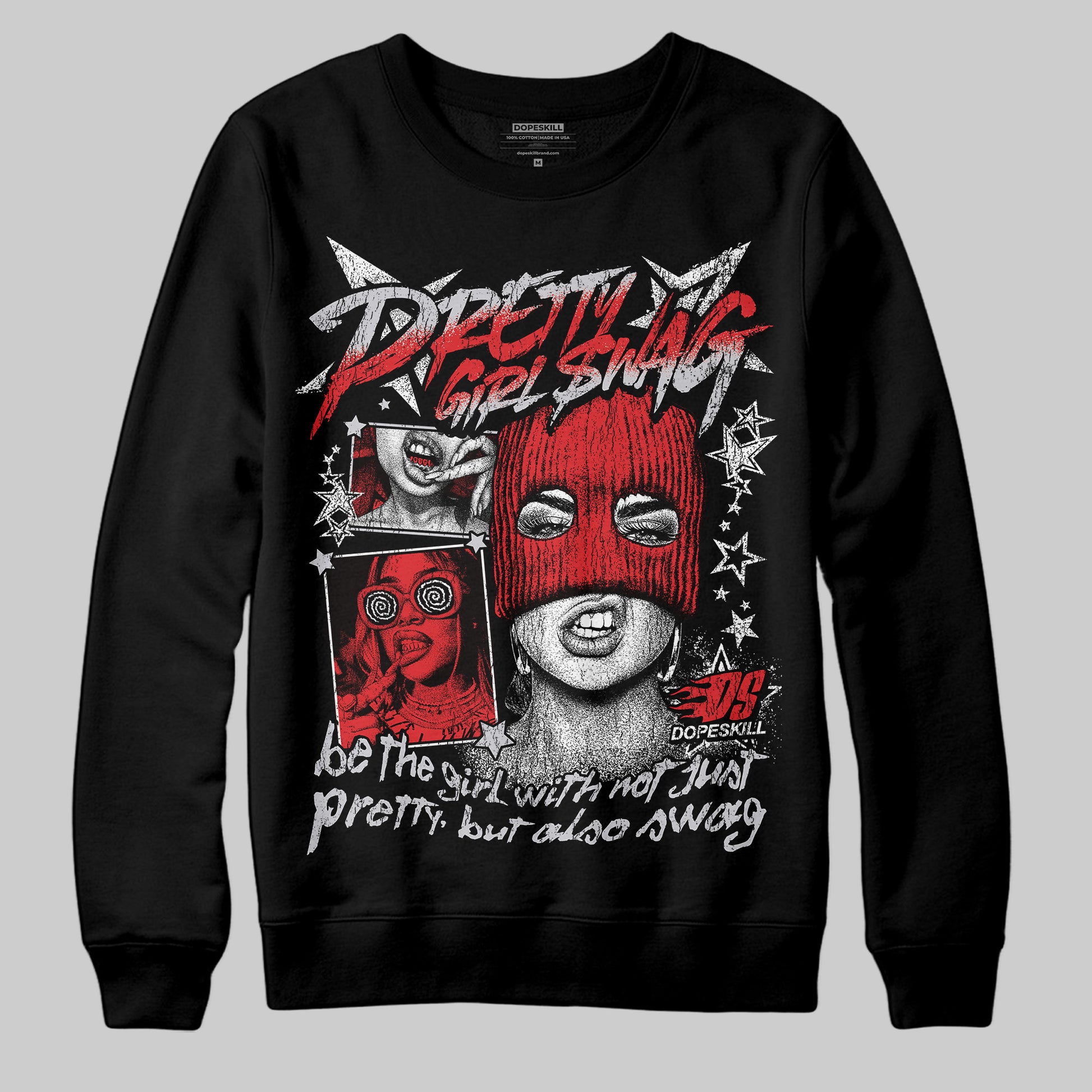 Jordan 4 Retro Red Cement DopeSkill Sweatshirt Pretty Girl Swag Graphic Streetwear - Black