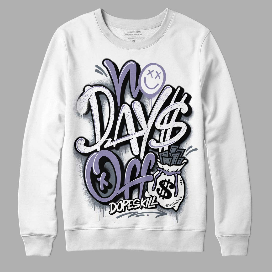 Jordan 5 Retro Low Indigo Haze DopeSkill Sweatshirt No Days Off Graphic Streetwear - White