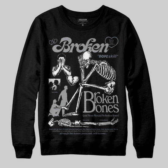 Jordan 5 Retro Wolf Grey (2026) DopeSkill Sweatshirt Broken Bones Graphic Streetwear - Black