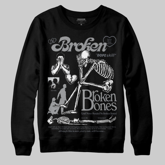 Jordan 5 Retro Wolf Grey (2026) DopeSkill Sweatshirt Broken Bones Graphic Streetwear - Black