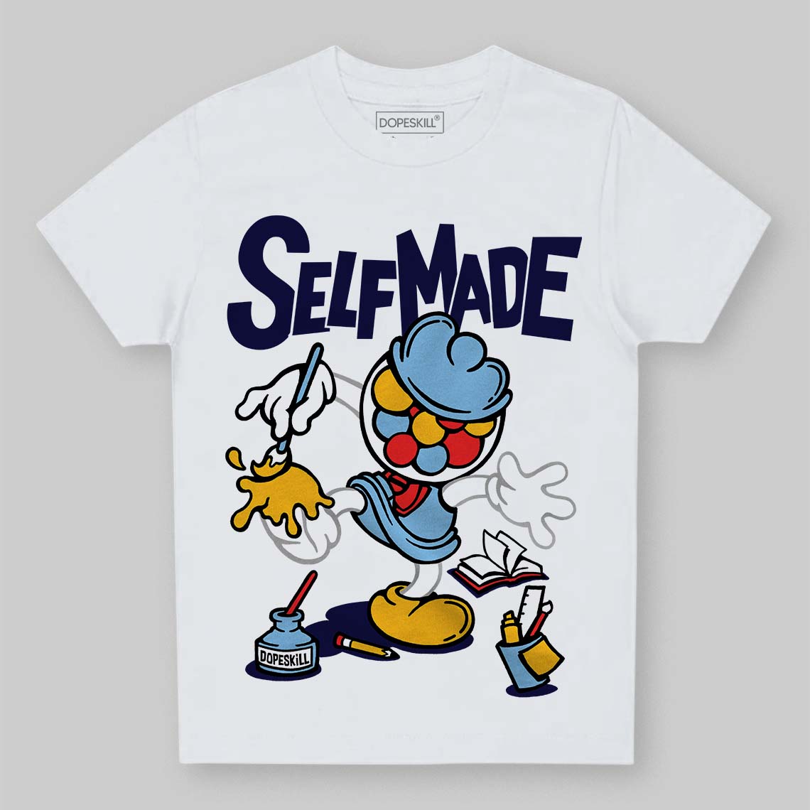 University Blue Sneakers DopeSkill Toddler Kids T-shirt Self Made Graphic Streetwear - White