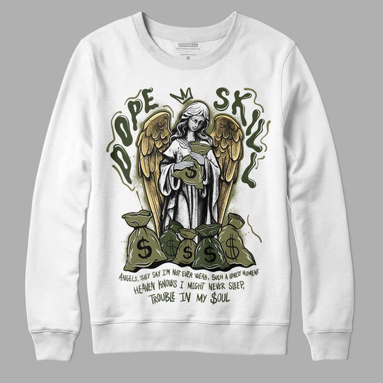 Jordan 4 Retro SE Craft Medium Olive DopeSkill Sweatshirt Angels Graphic Streetwear - White