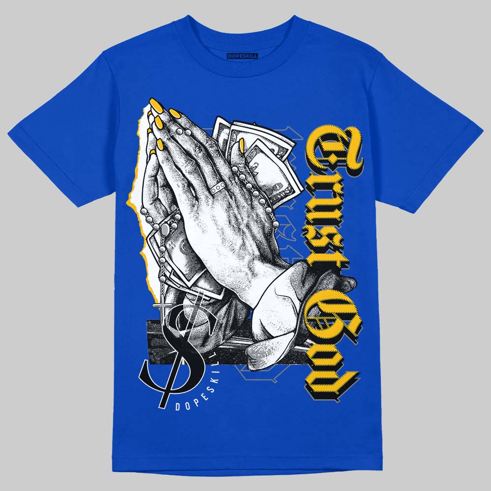 Royal Blue Sneakers DopeSkill Royal Blue T-shirt Trust God Graphic Streetwear
