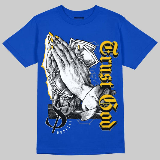 Royal Blue Sneakers DopeSkill Royal Blue T-shirt Trust God Graphic Streetwear