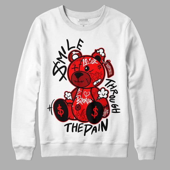 Jordan 1 Retro High OG "Satin Bred" DopeSkill Sweatshirt Smile Through The Pain Graphic Streetwear - White