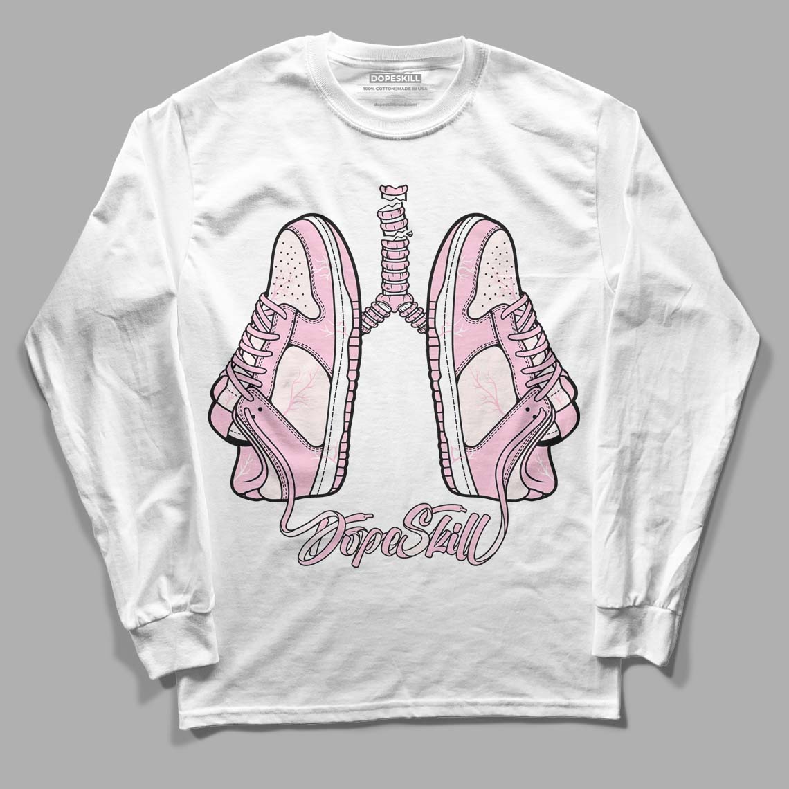 Dunk Low LX Pink Foam DopeSkill Long Sleeve T-Shirt Breathe Graphic Streetwear - White