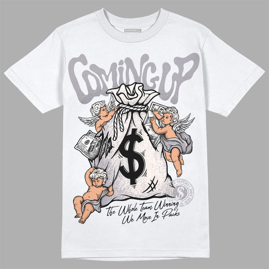 Jordan 2 Cement Grey DopeSkill T-Shirt Money Bag Coming Up Graphic Streetwear - White 