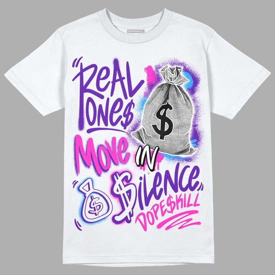 Dunk Low Championship Court Purple DopeSkill T-Shirt Real Ones Move In Silence Graphic Streetwear - White