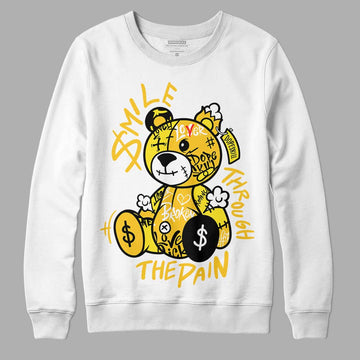 Jordan 4 Retro “Vivid Sulfur” DopeSkill Sweatshirt Smile Through The Pain Graphic Streetwear - White 