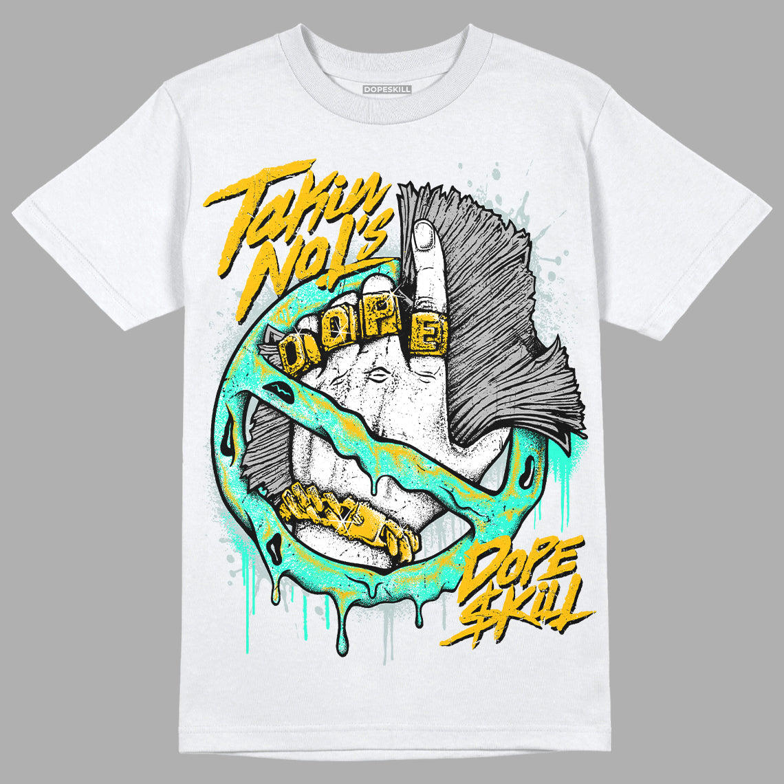 Jordan 1 SE New Emerald DopeSkill T-Shirt Takin No L's Graphic Streetwear - White 