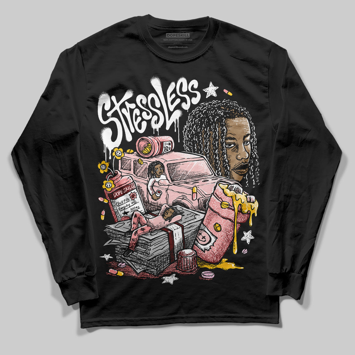 Jordan 3 Retro Valentine's Day Treat Yourself (2025) DopeSkill Long Sleeve T-Shirt Stressless Graphic Streetwear - Black