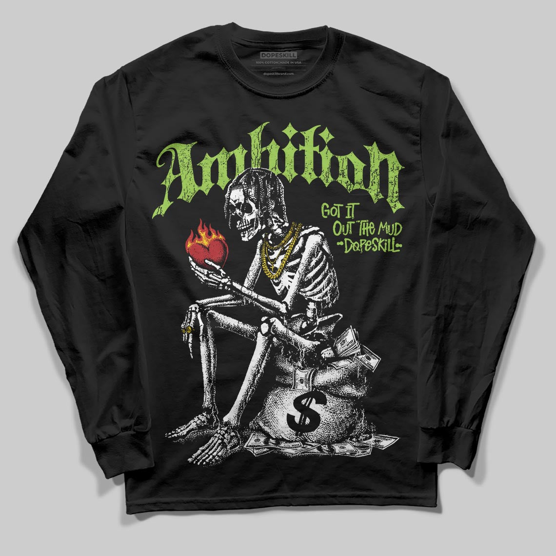 Neon Green Sneakers DopeSkill Long Sleeve T-Shirt Ambition Graphic Streetwear - black