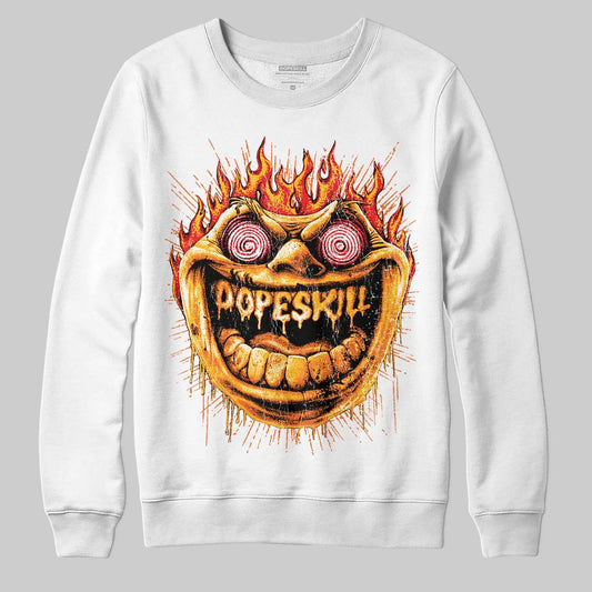 Orange, Black and White Sneakers DopeSkill Sweatshirt Hellfire Graphic Streetwear - White