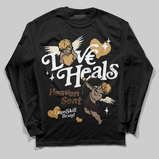 Jordan 5 “Earth/Metallic Gold” DopeSkill Long Sleeve T-Shirt New Love Heals Graphic Streetwear - Black