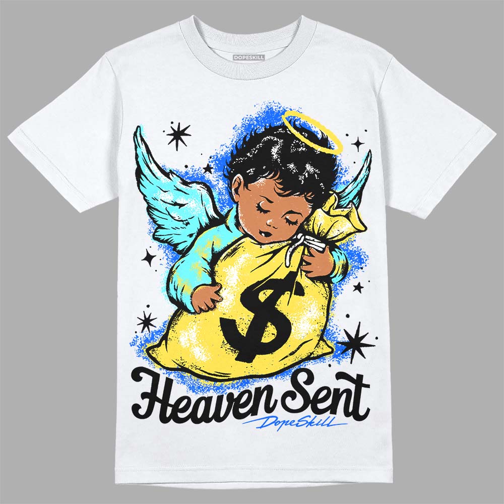 Jordan 5 Aqua DopeSkill T-Shirt Heaven Sent Graphic Streetwear - White