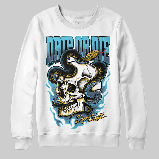 Jordan 11 Retro Gamma Blue (2025) DopeSkill Sweatshirt Drip or Die Graphic Streetwear - White
