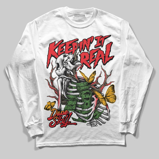 Red Sneakers DopeSkill Long Sleeve T-Shirt Keepin' It Real Graphic Streetwear - White