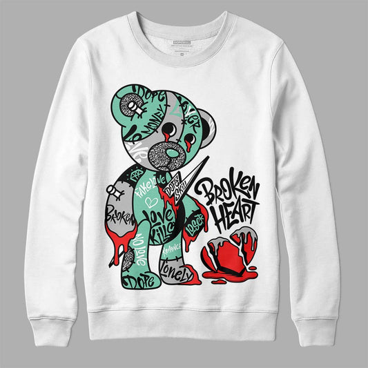 Jordan 3 "Green Glow" DopeSkill Sweatshirt Broken Heart Graphic Streetwear - White 