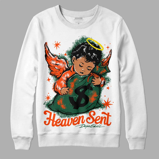 Dunk Low Team Dark Green Orange DopeSkill Sweatshirt Heaven Sent Graphic Streetwear - White