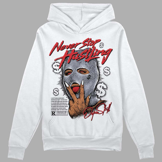 Jordan 4 “Bred Reimagined” DopeSkill Hoodie Sweatshirt Never Stop Hustling Graphic Streetwear - White 