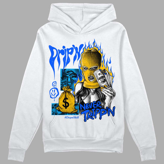 Royal Blue Sneakers DopeSkill Hoodie Sweatshirt Drip'n Never Tripp'n Graphic Streetwear - White