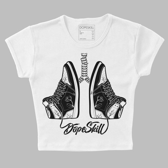 Jordan 1 High OG “Black/White” DopeSkill Women's Crop Top Breathe Graphic Streetwear - White 