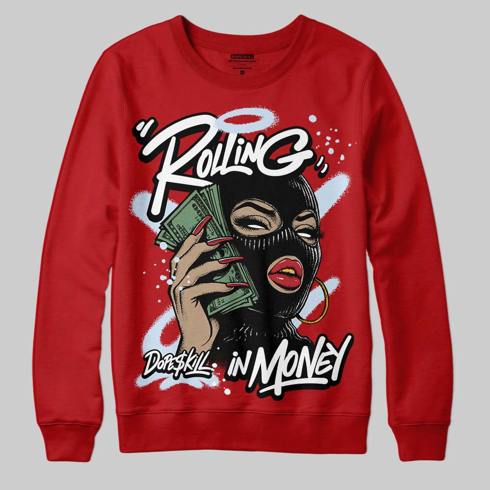 Jordan 11 Retro Cherry DopeSkill Sweatshirt Rolling in Money Graphic Streetwear - Red