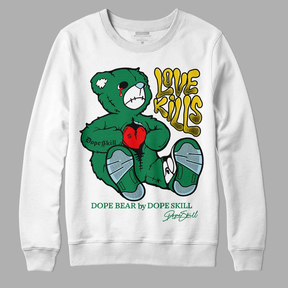 Jordan 5 “Lucky Green” DopeSkill Sweatshirt Love Kills Graphic Streetwear - White