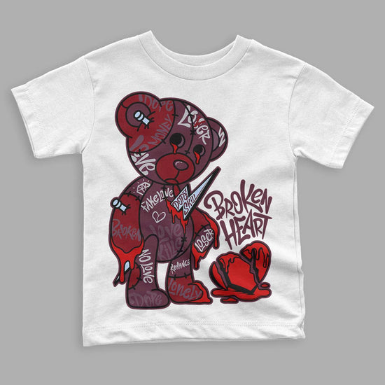 Jordan 5 Retro Burgundy (2023) DopeSkill Toddler Kids T-shirt Broken Heart Graphic Streetwear - White