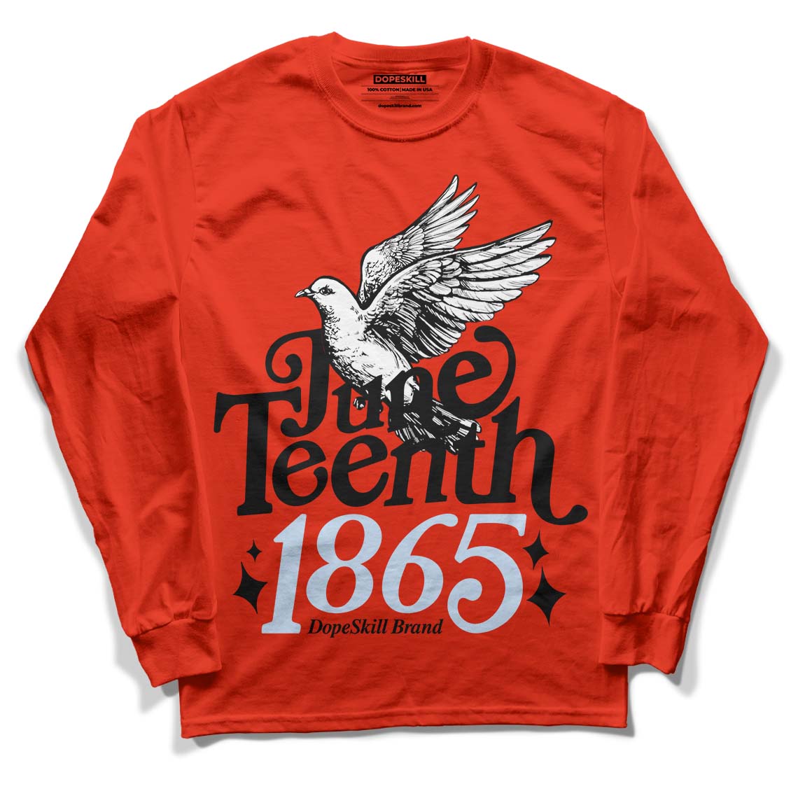 Jordan 6 Retro Toro Bravo DopeSkill Varsity Red Long Sleeve T-Shirt Juneteenth 1865 Graphic Streetwear